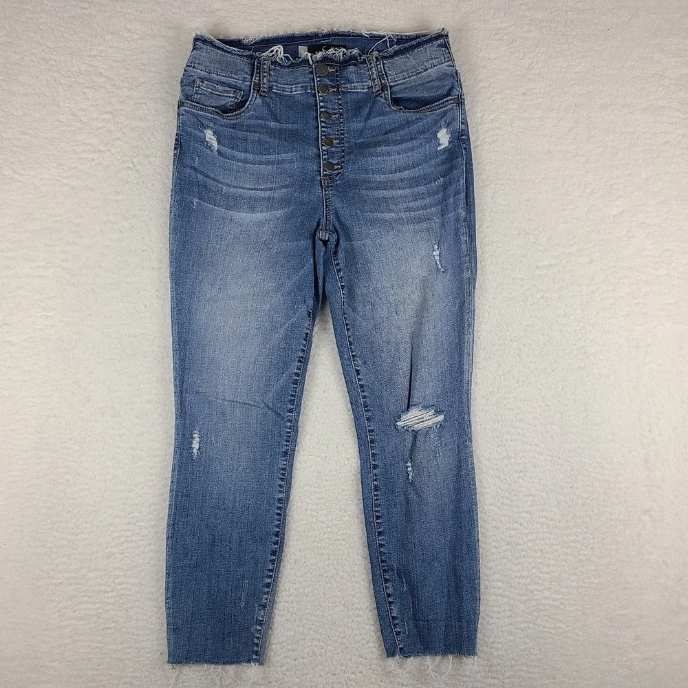 Kut From‎ The Kloth Jeans Womens 12 Blue Connie High Rise Ankle Skinny Distress